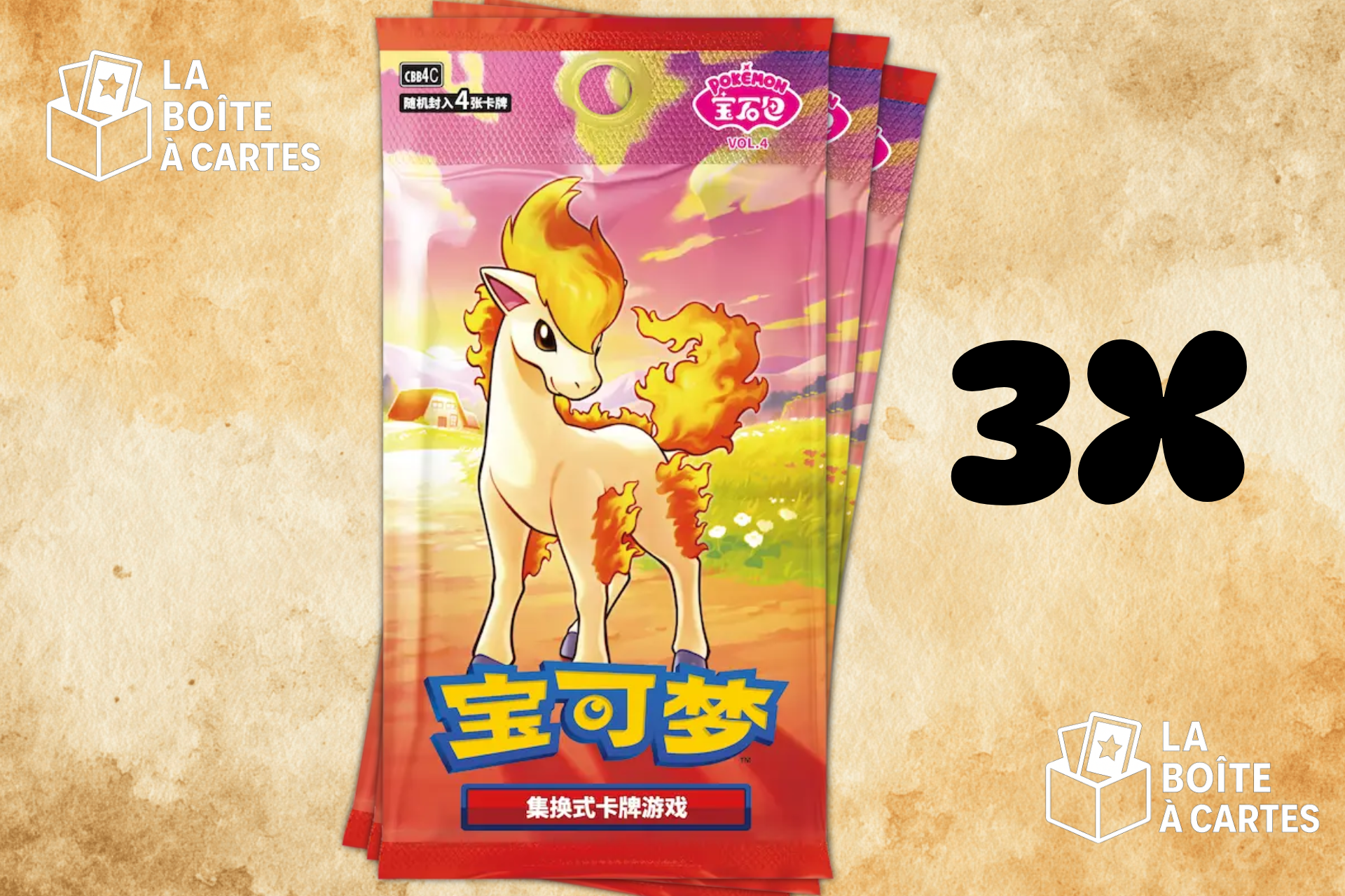 3 paquets Gem pack 4 (chinois) - Pokemon